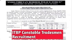 ITBP Constable Tradesmen Recruitment