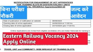 Eastern railway vacancy 2024 apply online